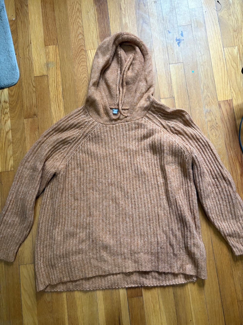 aerie Peach Knit Hooded Sweater